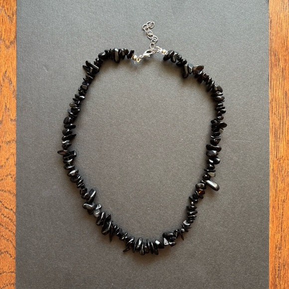 Black Onyx Chip Stone Necklace | 17 IN - Picture 7 of 7